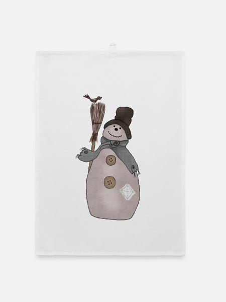 Schaebiger_Schneemann - Organic Geschirrtuch - Weiß - Vorne