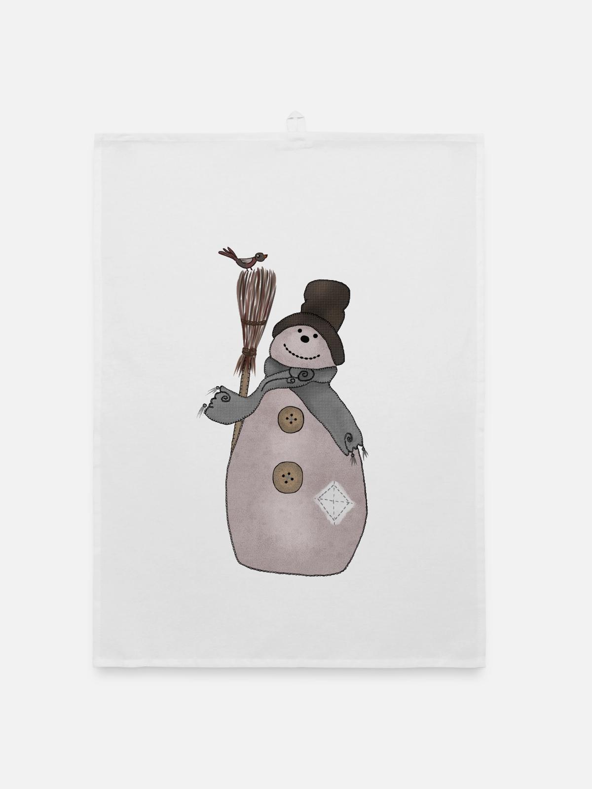 Schaebiger_Schneemann - Organic Geschirrtuch - Weiß - Vorne