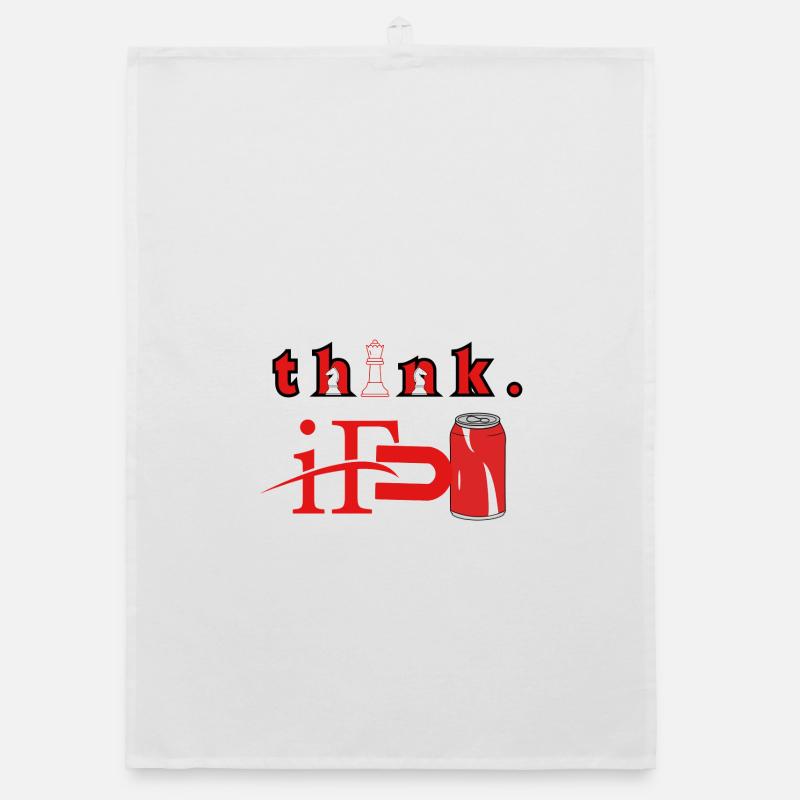 Think Chess Red Can Graphic Organic dish towel