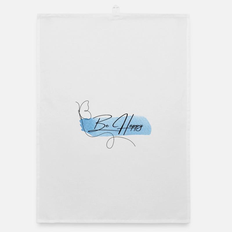 Be Happy - Elegante Wasserfarbenschrift Organic Geschirrtuch
