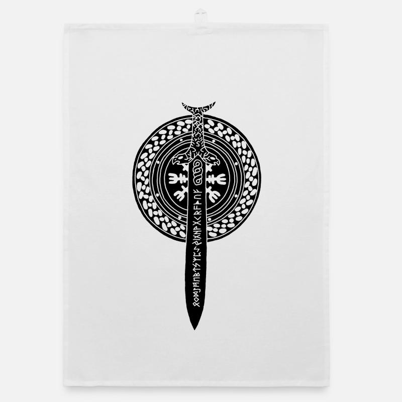 Viking sword and shield (black) Organic dish towel