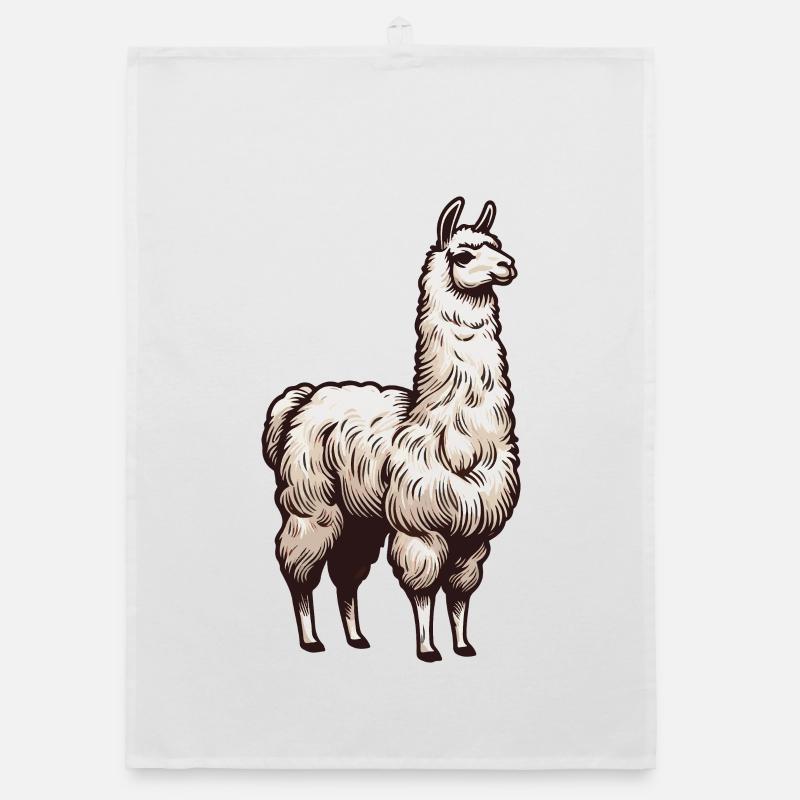White llama Organic dish towel