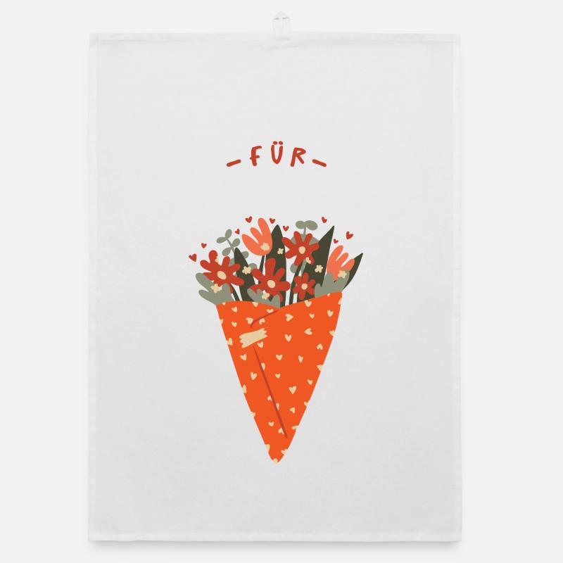 Bouquet de fleurs – Salutations chaleureuses Torchon bio