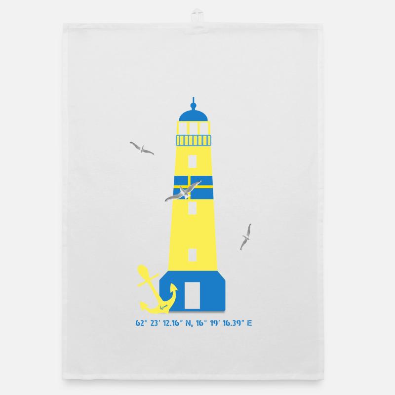 Phare avec mouettes et ancre Torchon bio