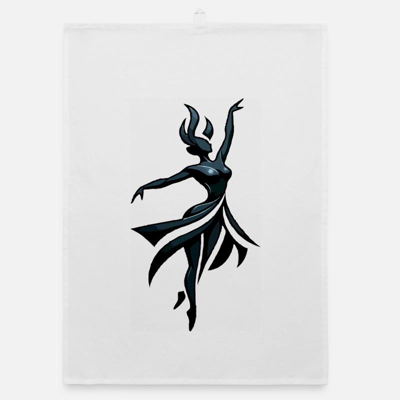 Shadow dancer in neon blue - Organic dish towel - white