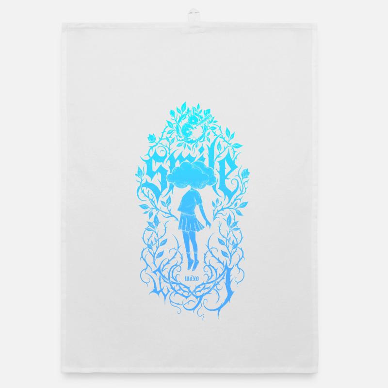 Blumenrahmen-Mädchen Silhouette Organic Geschirrtuch