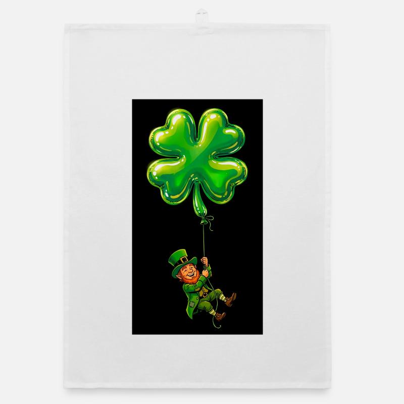 Leprechaun irlandais d’Irlande avec trèfle à quatre feuilles Torchon bio