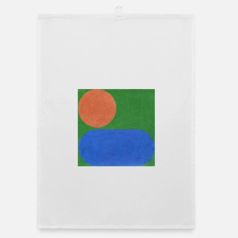 Orange Circle and Blue Rectangle Organic dish towel