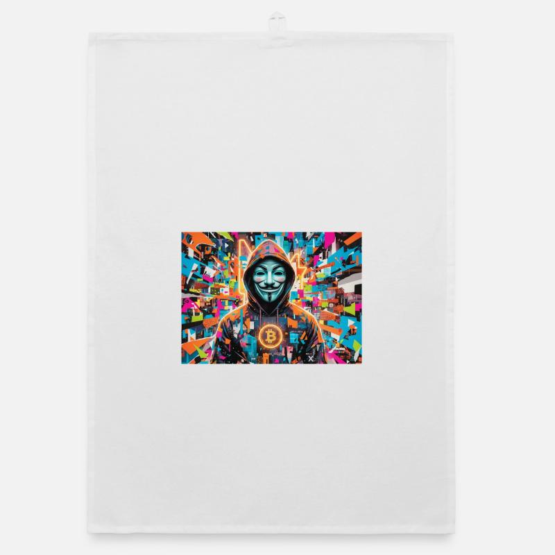 Bitcoin Bazooka - PopArt - Satoshi 3 - Torchon bio - blanc