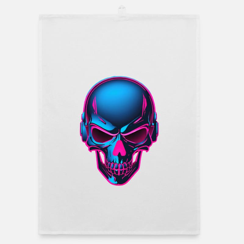 Neon Skull mit Kopfhörern Organic Geschirrtuch