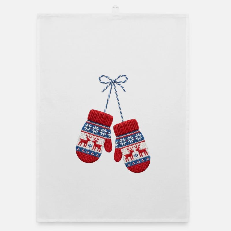 Moufles de Noël brodée (imprimé) Torchon bio