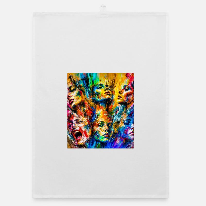 Colorful Face Rain Organic dish towel