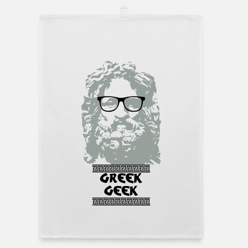 Greek Geek - Organic Geschirrtuch - Weiß