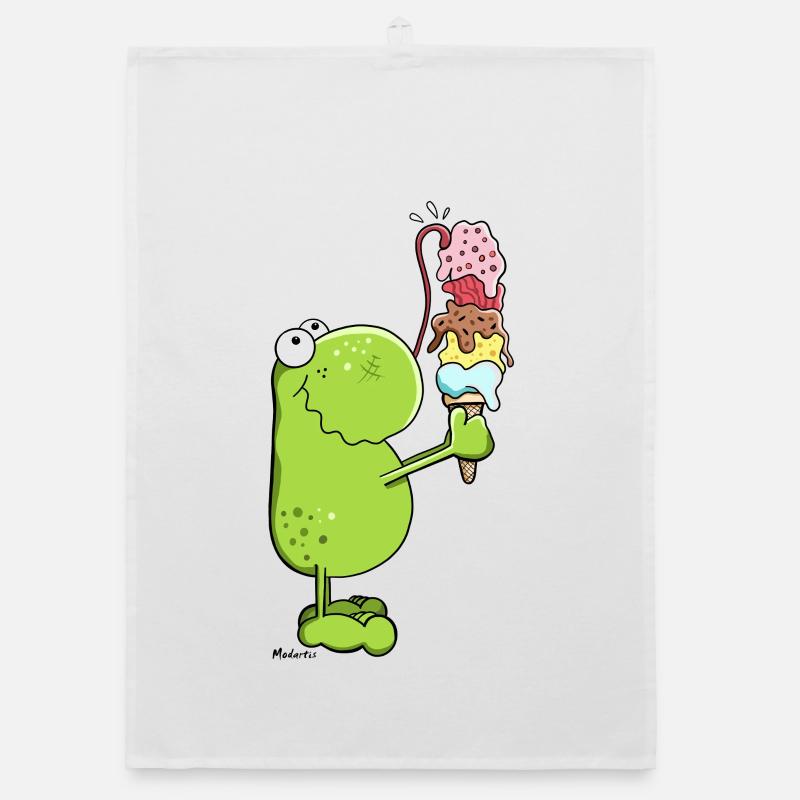 Grenouille avec glace - Torchon bio - blanc