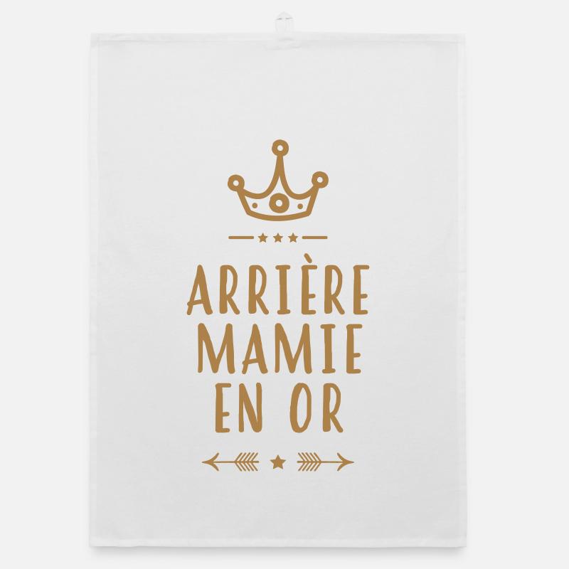 Mamie / Mamy / Grand Mere / Grand-Mère / Bébé - Torchon bio - blanc