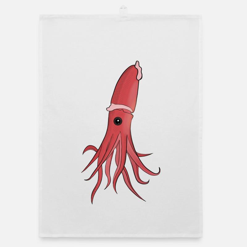 Créatures marines Un beau calmar Torchon bio