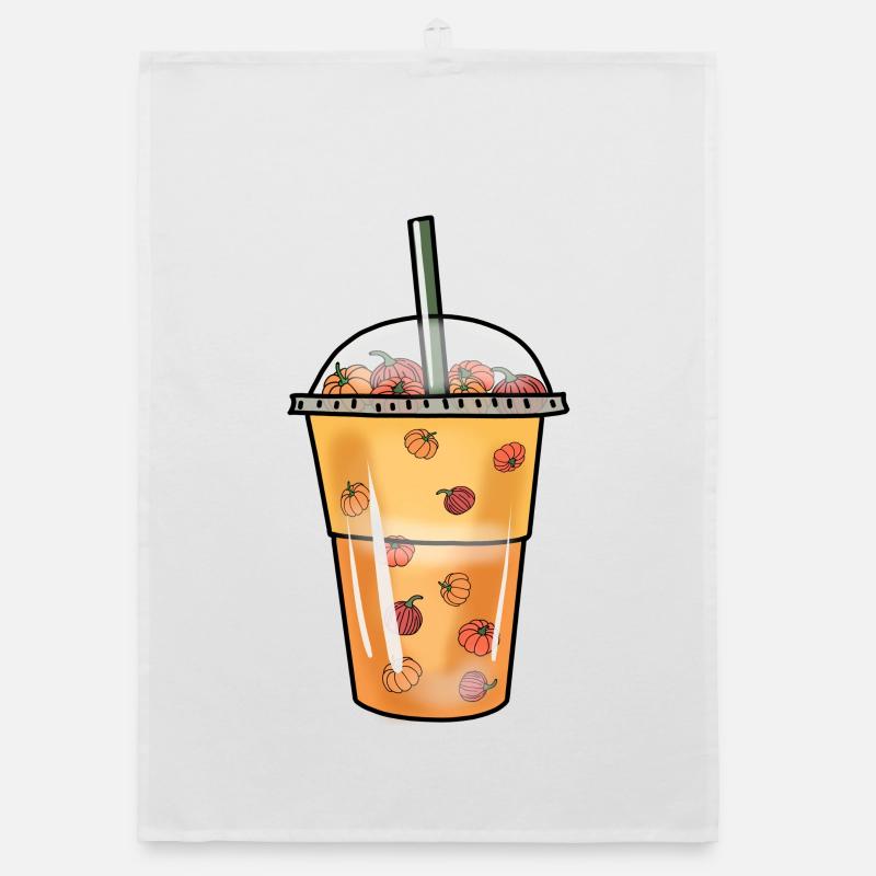 Bubble Tea Boba Pumpkin Balls Halloween Mug Organic dish towel