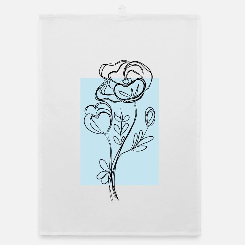 Elegant Floral Line Art Design Organic dish towel