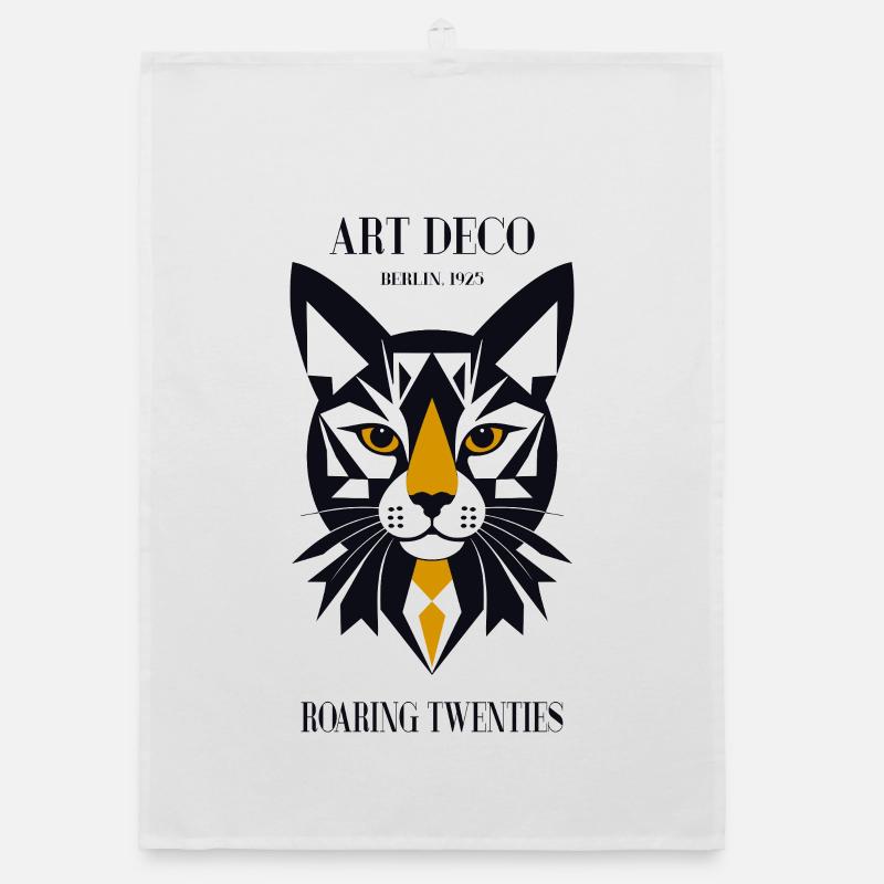 Chat Art Déco Torchon bio