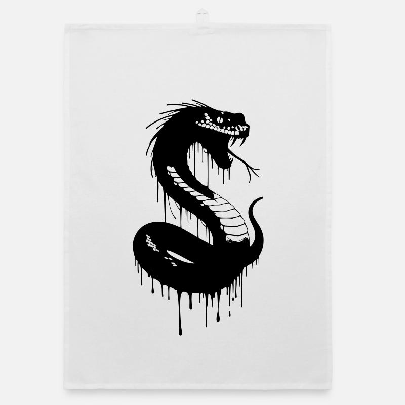 Schwarze Schlange mit tropfender Tinte Organic Geschirrtuch