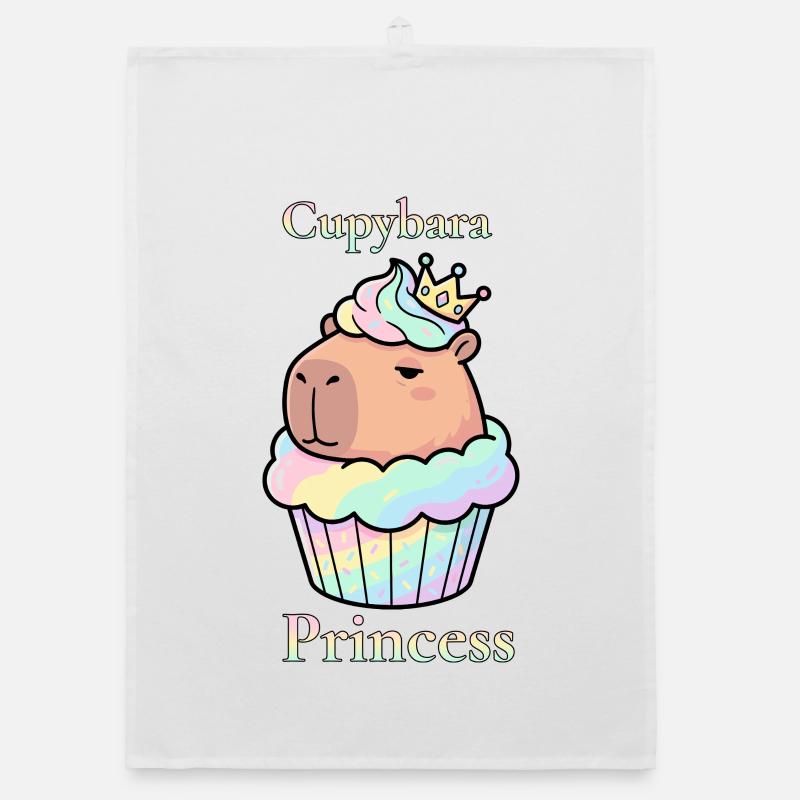 Cupybara Princess Capybara Cupcake with Crown Organic dish towel