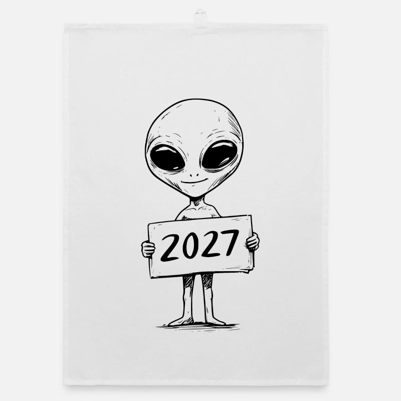 cute alien Organic dish towel