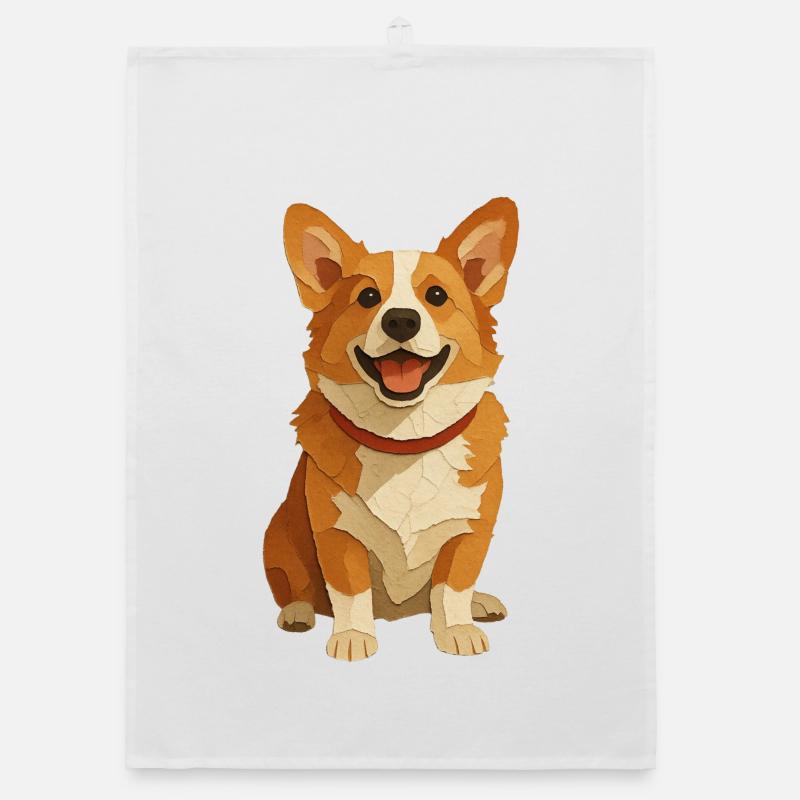 Corgi-Papier-Collage-Porträt Organic Geschirrtuch