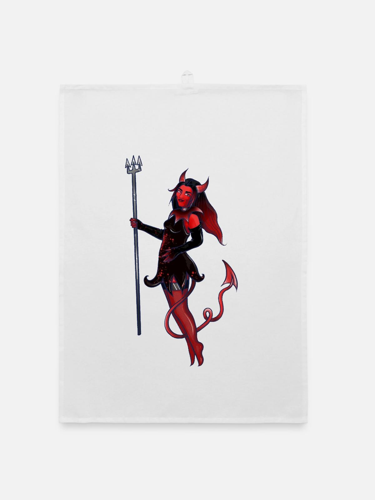 Crimson Devil Verführerin - Organic Geschirrtuch - Weiß - Vorne