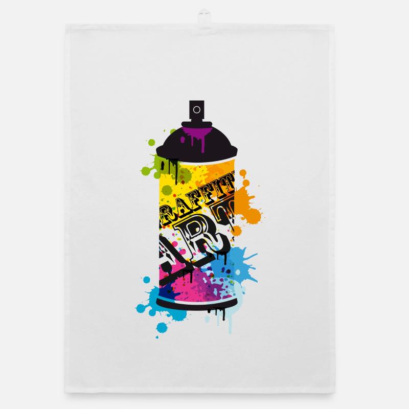 A spray can in graffiti style Organic dish towel