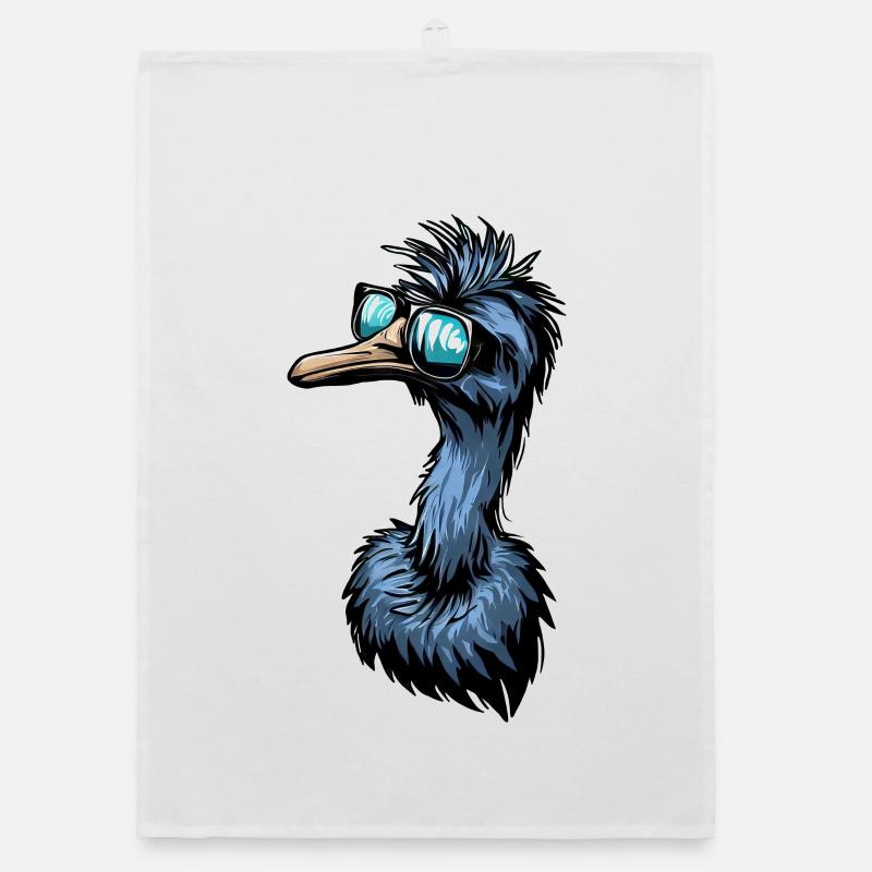 Emu et autruche avec des lunettes de soleil cool Torchon bio