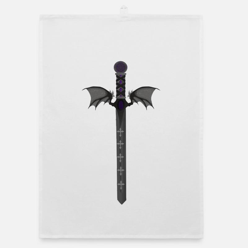 gothic schwert, dämonenflügel Organic Geschirrtuch