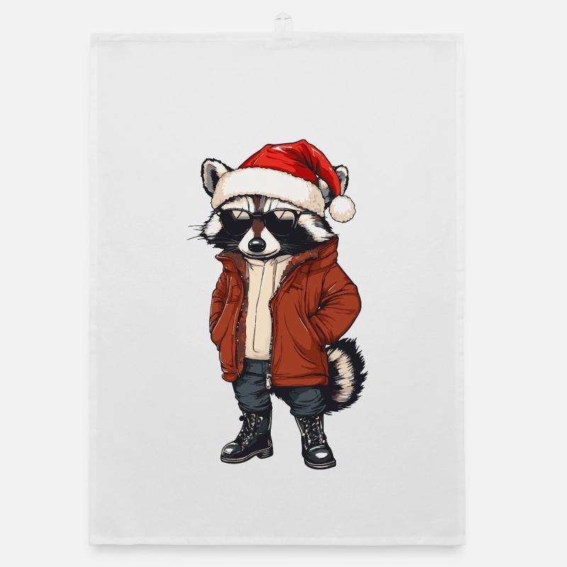 Raton laveur Noël Hiver Torchon bio