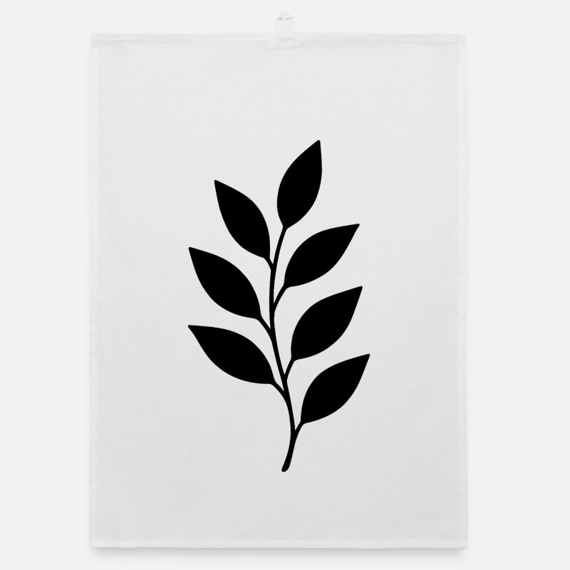 Zweig mit Blättern Silhouette Organic Geschirrtuch