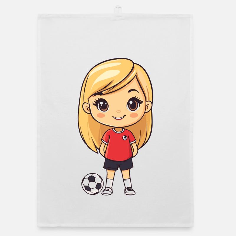 Kicker Mädchen mit Ball Organic Geschirrtuch