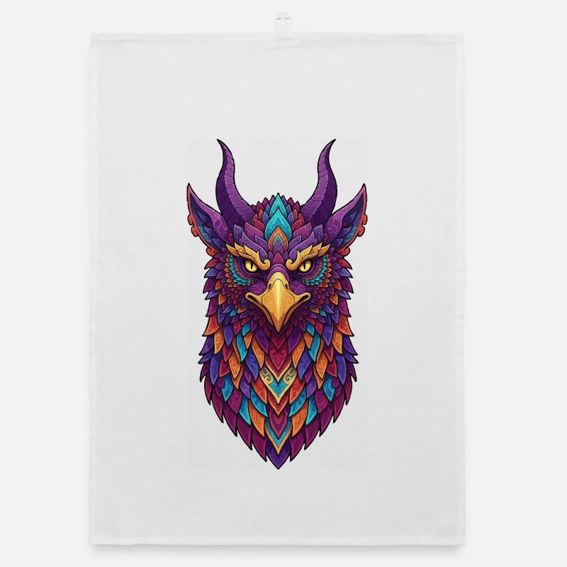 Hibou coloré avec des cornes Torchon bio
