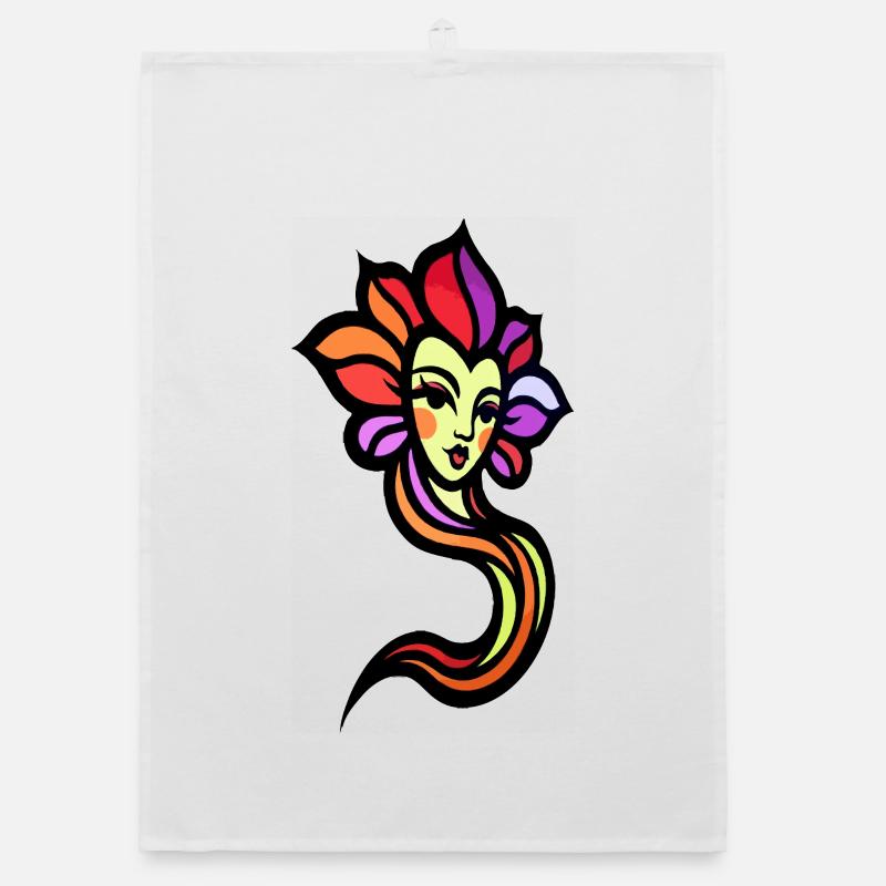 Déesse du soleil aux couleurs de l’arc-en-ciel Torchon bio