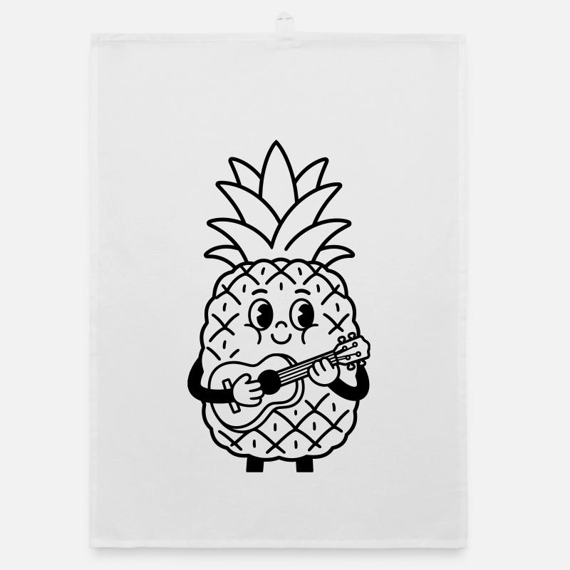 pineapple with ukulele Organic dish towel