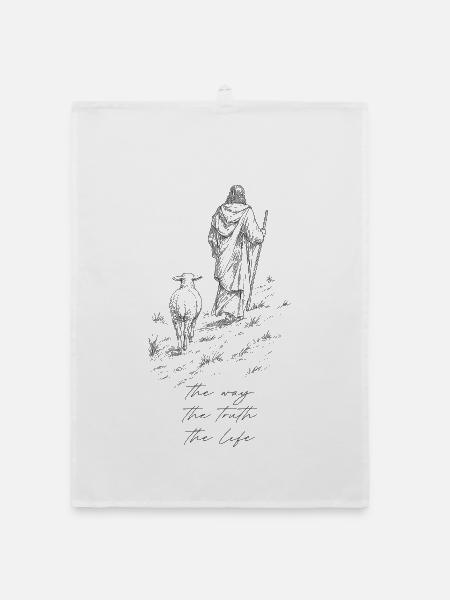 Jesus – Der Weg - Organic Geschirrtuch - Weiß