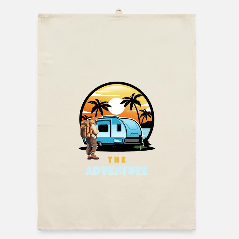 Die Abenteuerreise Caravan Sunset Organic Geschirrtuch