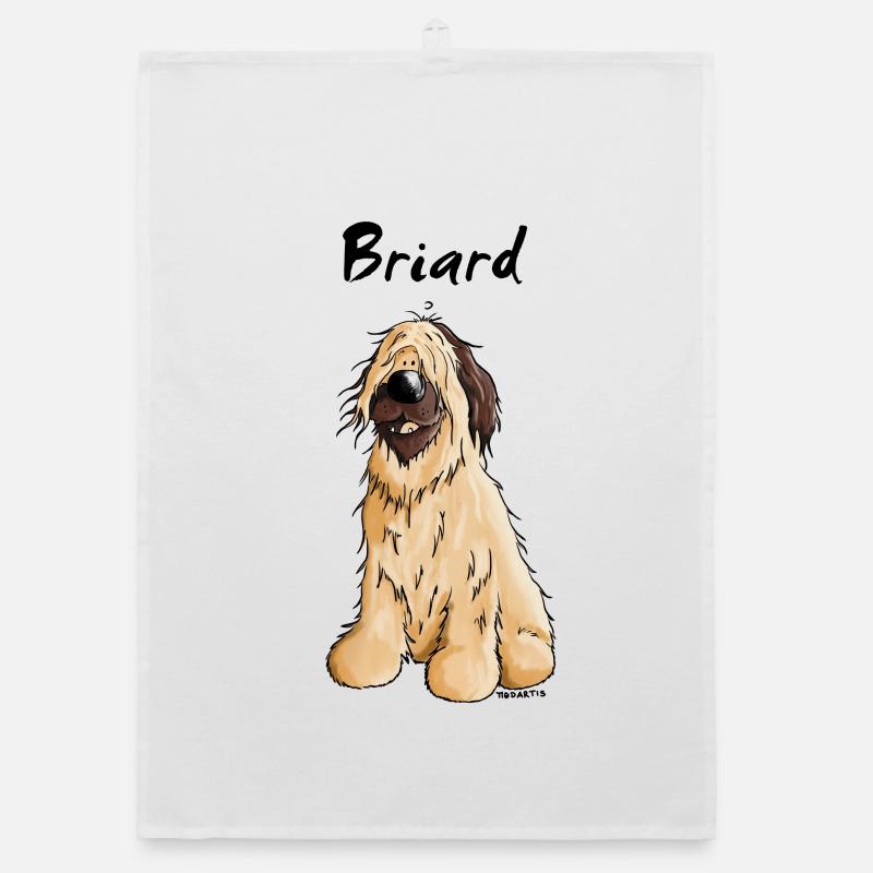 Berger De Bri - Chien De Berger - Briard - Torchon bio - blanc