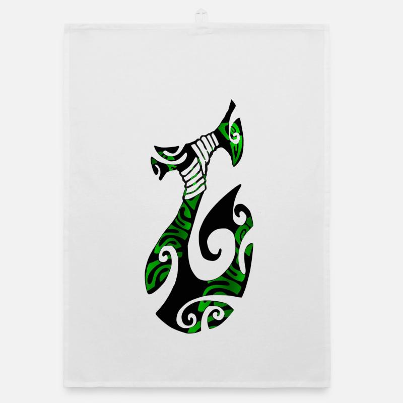 MATAU - Black (polynesian Hook) Organic dish towel