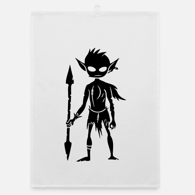 Goblin Orc Figurine Organic dish towel