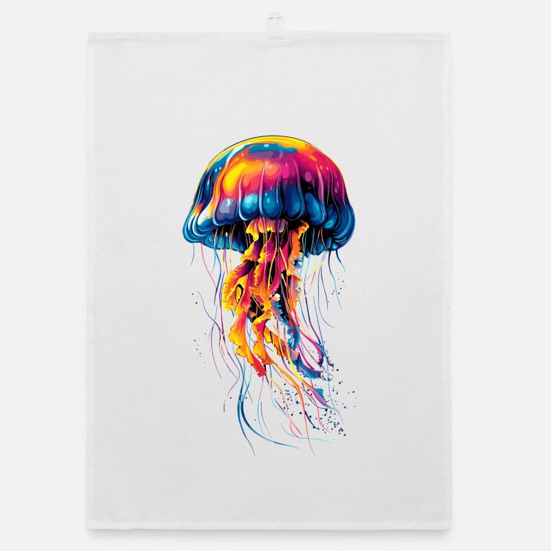 Méduse Méduse de feu Méduse Méduse mignonne Torchon bio