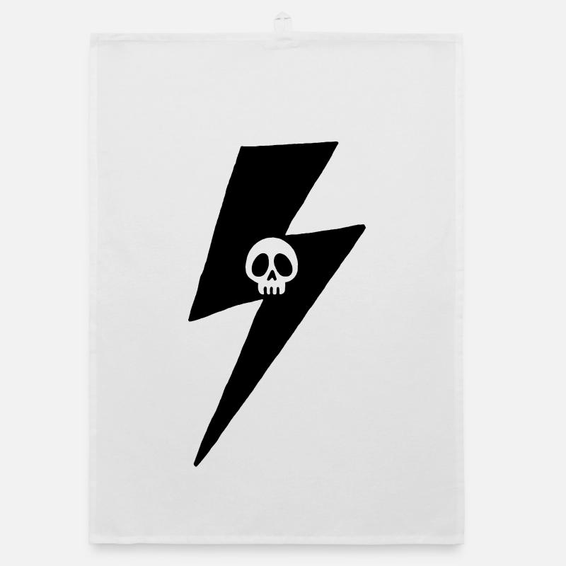 Minimalist Skull Lightning Organic dish towel