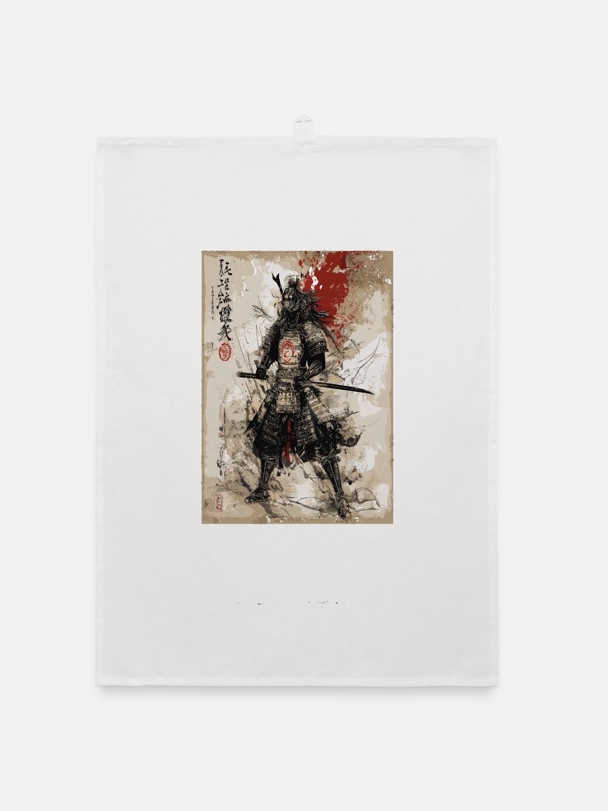 Samurai-Krieger in traditioneller Rüstung - Organic Geschirrtuch - Weiß - Vorne