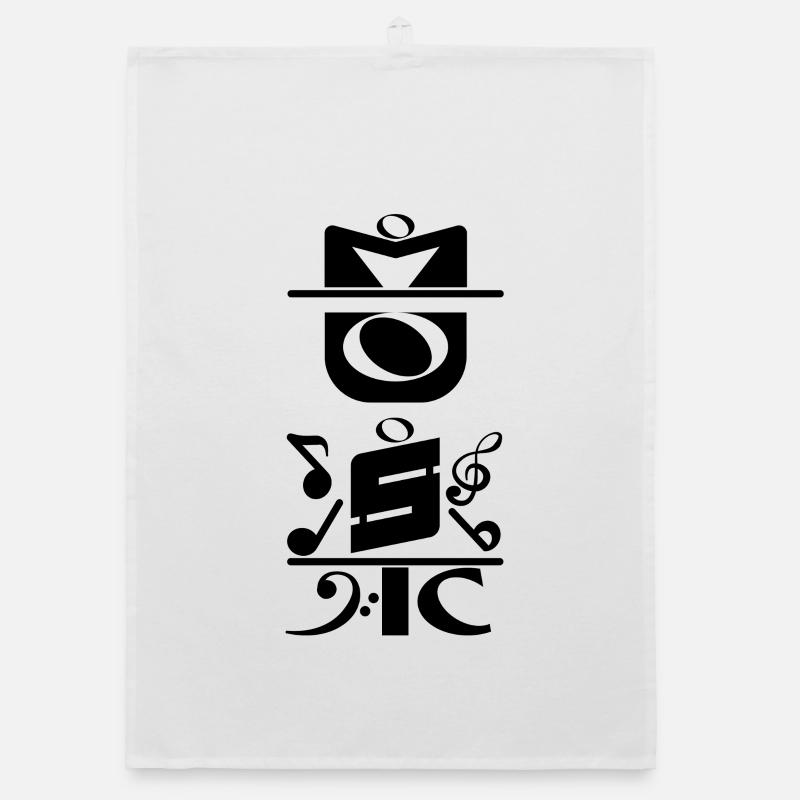 Musik und Kanji - Organic Geschirrtuch - Weiß