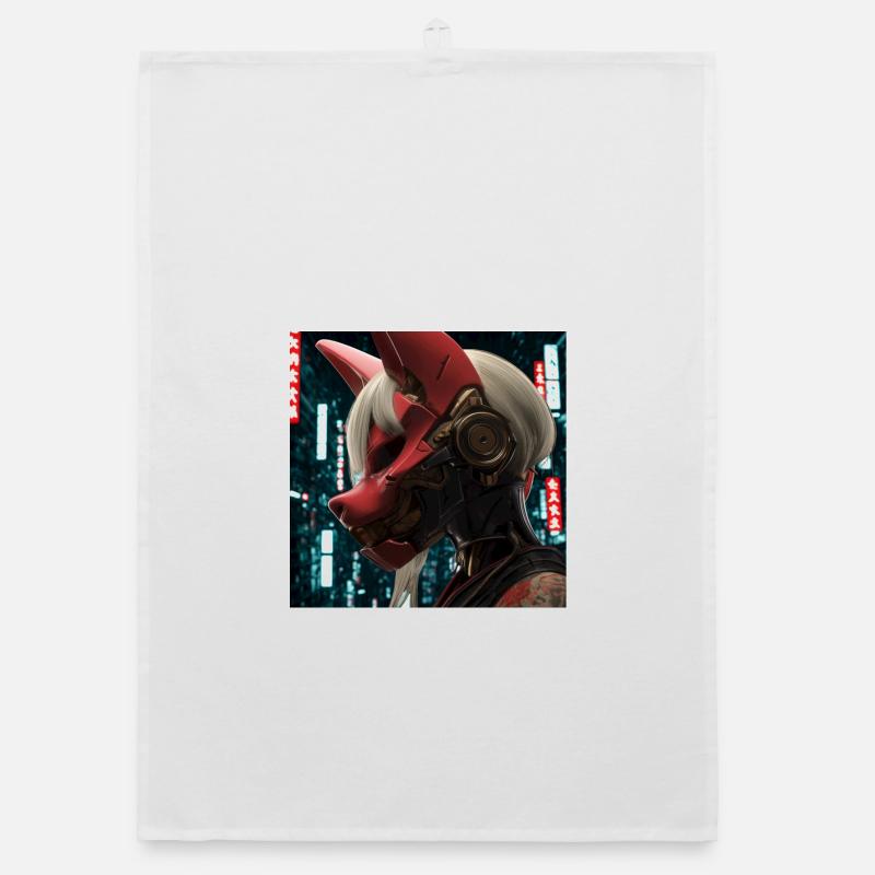 Roter Neon-Fox Maskenhelm Organic Geschirrtuch