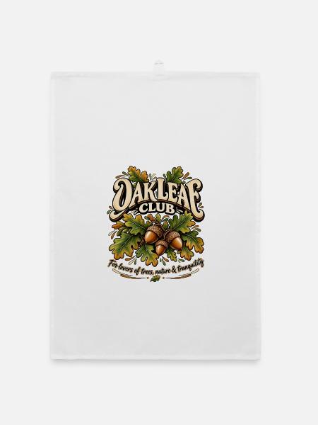 Oak Leaf Club – Eichenblätter & Eicheln Natur - Organic Geschirrtuch - Weiß - Vorne