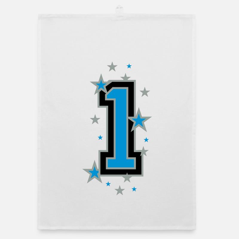 Mit Sterne verzierte Nummer Eins Organic Geschirrtuch