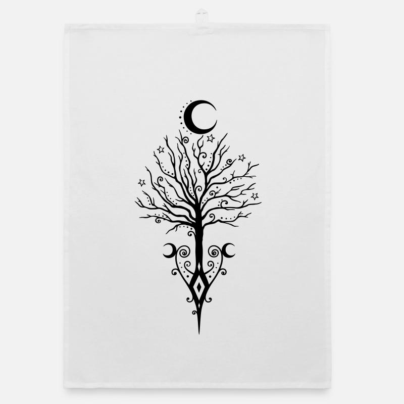 Tree Moon Night Stars Moon Tree Organic dish towel